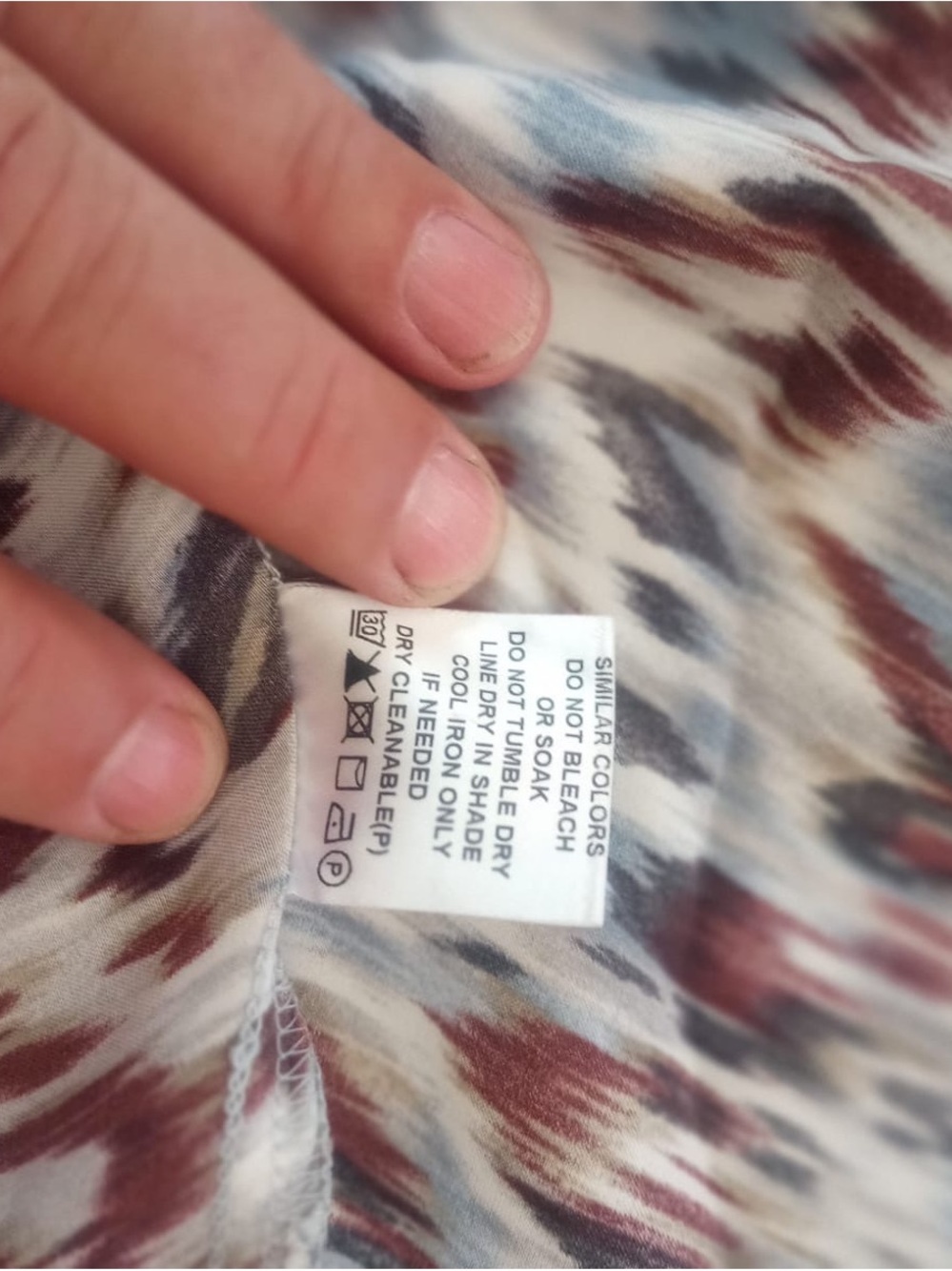 Papillon Blanc Blue and Brown Printed Long-Sleeve Shirt Dress - Picture 5 of 8